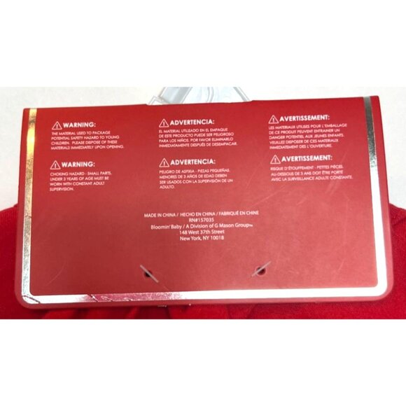 Bloomin Baby 3-Piece Santa Outfit Set Bodysuit Hat & Socks 3-6M Red/White NWT - Picture 3 of 5